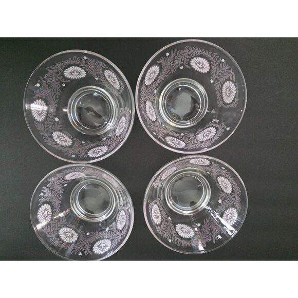 Vintage Todd Pink Tinted Glass Floral Daisy Bowls - Picture 2 of 9